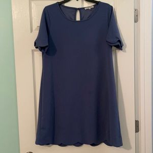 Blue scallop- edge a line dress, Andre by Unit brand, size large